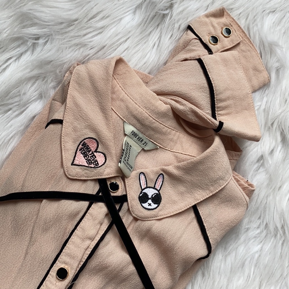F21 • Whatever Forever Bunny Bolo Blouse